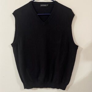 Paul Fredrick Men's V-Neck Sweater Vest in Black